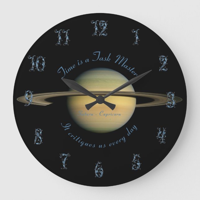 Planet Saturn Astronomie Capricorn New Age Große Wanduhr (Vorderseite)