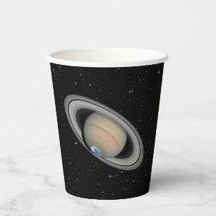 Planet Saturn Aurora und Rings Pappbecher