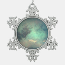 Planet Saturn Mondtian Schneeflocken Zinn-Ornament