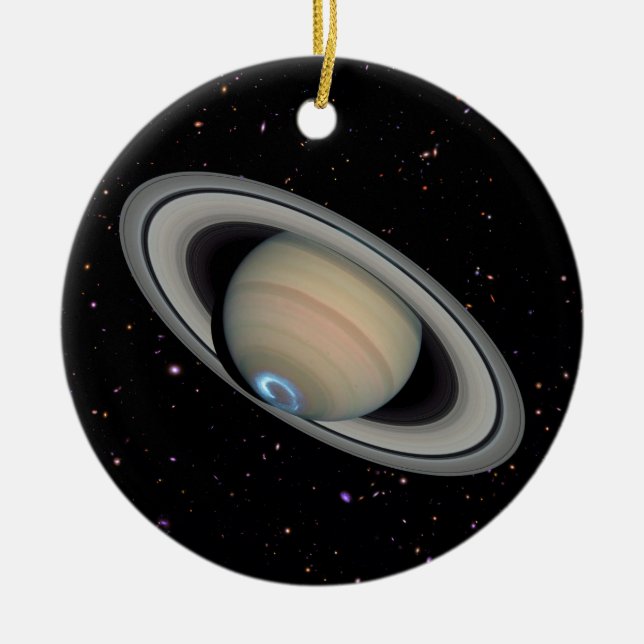 Planet Saturn Starry Sky Keramik Ornament (Vorne)