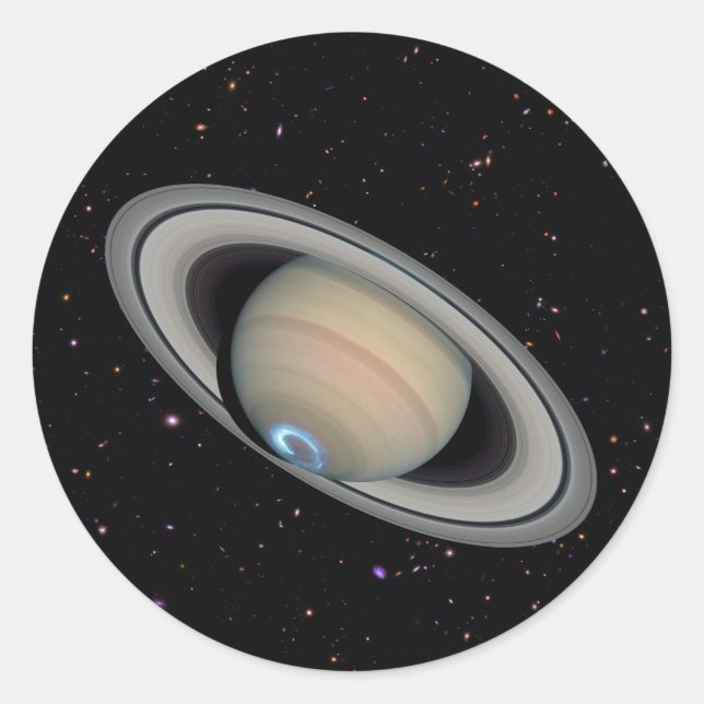 Planet Saturn Starry Sky Runder Aufkleber (Vorderseite)