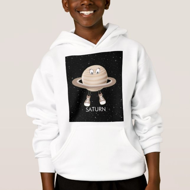 Planet Saturn und Sterne Hoodie (Vorderseite)
