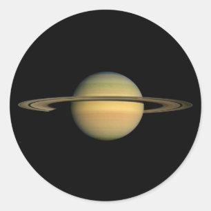 PLANET SATURN WÄHREND ÄQUINOKTIKUM (Sonnensystem) Runder Aufkleber