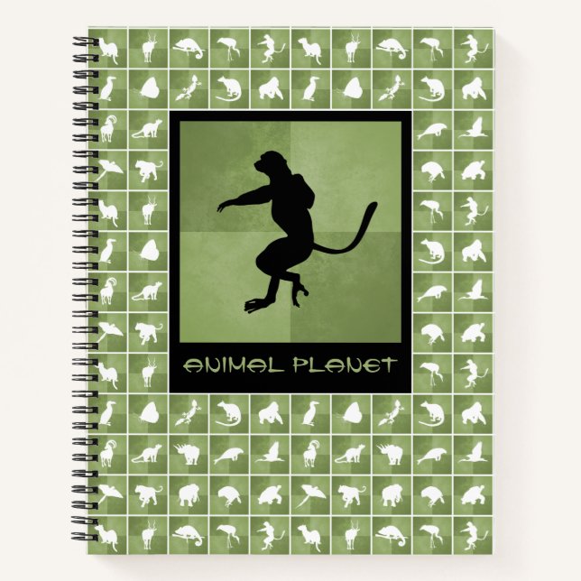 Planet sifaka lemur Primat grün Notizbuch (Vorderseite)