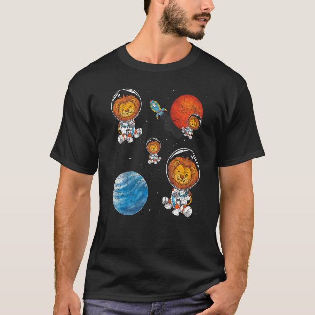 Planet Space Travel Rocket Africa Animal Astronaut T-Shirt (Vorderseite)