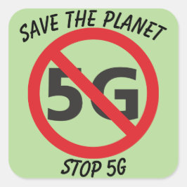 Planet speichern, 5G-Aufkleber anhalten Quadratischer Aufkleber