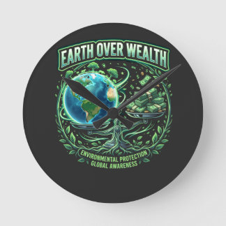 Planet steht über Profit Runde Wanduhr
