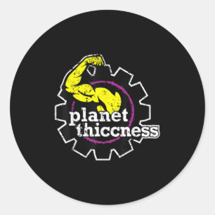 Planet Thiccness Gym Thickness Funny Joke Workout Runder Aufkleber