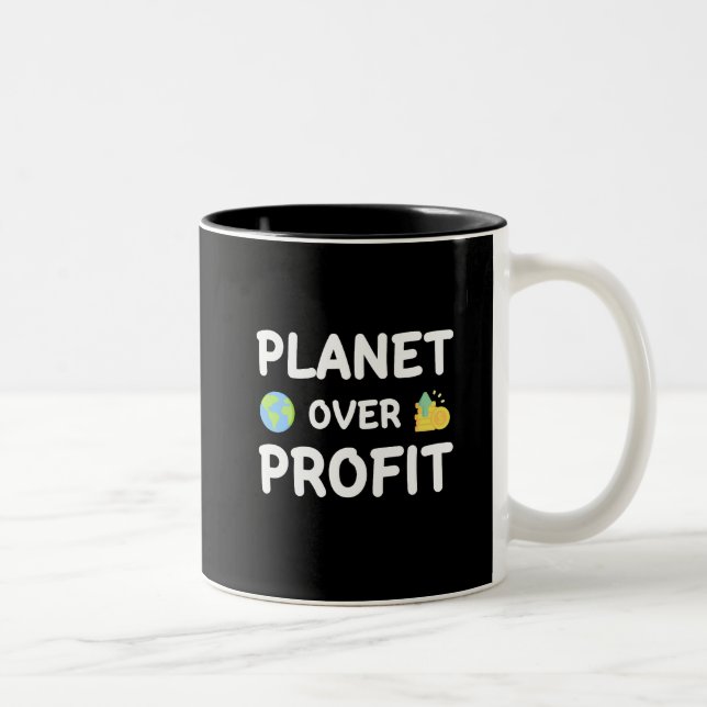 Planet über Gewinn - Nachhaltigkeit Zweifarbige Tasse (Rechts)