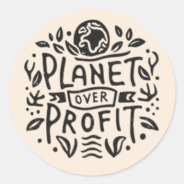 Planet über Gewinn Runder Aufkleber