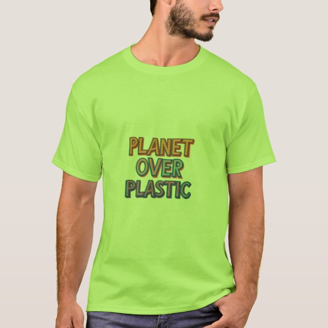 Planet über Plastik T-Shirt (Vorderseite)