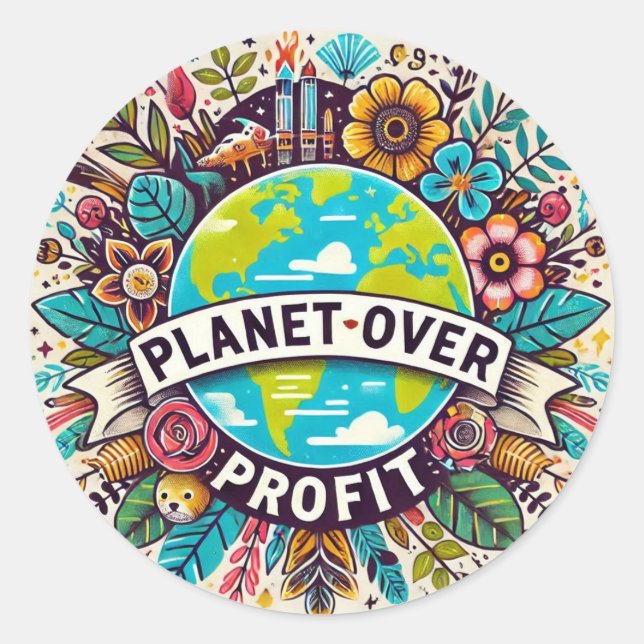 Planet über Profit Sticker (Vorderseite)