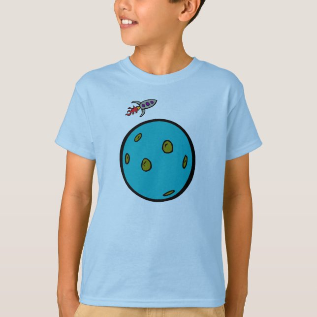 Planet und Rakete T-Shirt (Vorderseite)