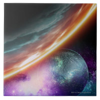 Planet und sein Mond. Computergrafik von