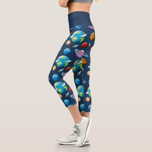 Planet- und Sternmuster Capri Leggings