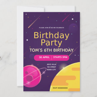 Planet Universum Weltraum Geburtstag Sonnensystem  Einladung