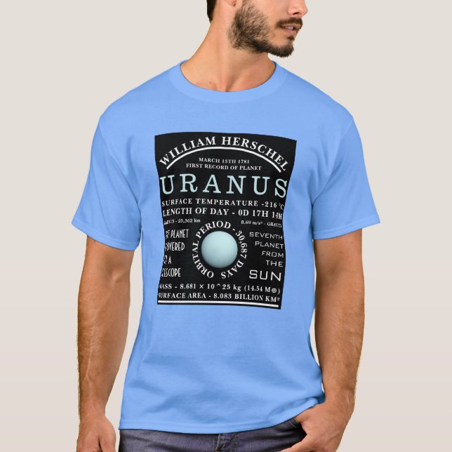 Planet Uranus Detaillierte Astronomie T-Shirt (Vorderseite)