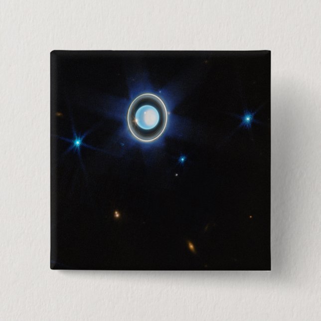 Planet Uranus mit Rings and Moons JWST-Bild Button (Vorderseite)