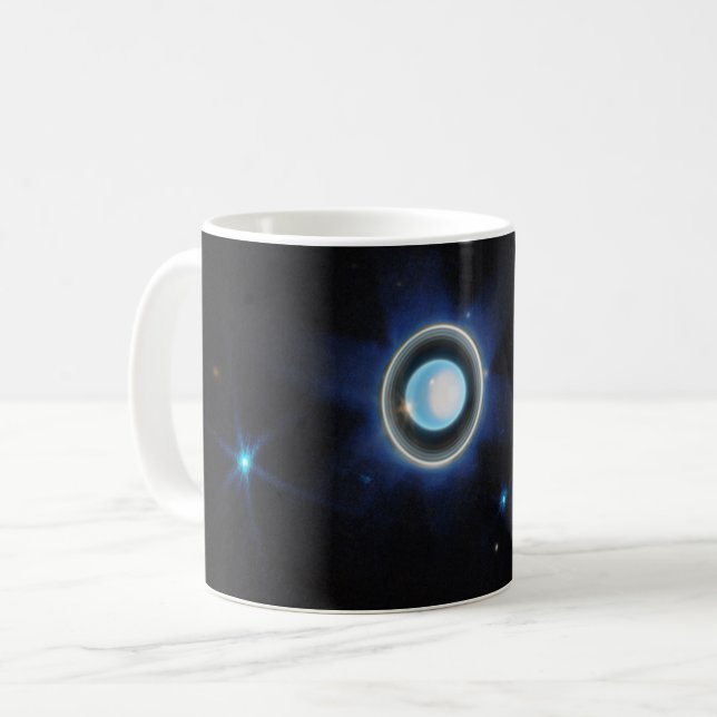 Planet Uranus mit Rings and Moons JWST-Bild Kaffeetasse (Vorderseite Links)