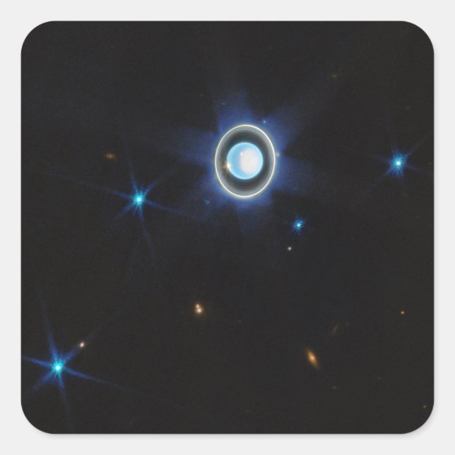 Planet Uranus mit Rings and Moons JWST-Bild Quadratischer Aufkleber (Vorderseite)