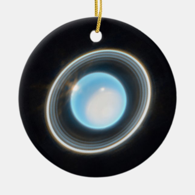 Planet Uranus mit Rings JWST Image Keramik Ornament (Vorne)