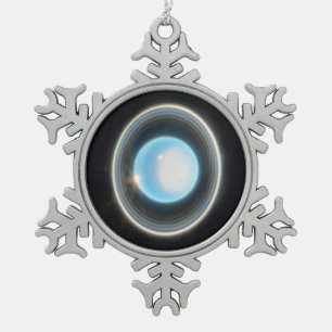 Planet Uranus mit Rings JWST Image Schneeflocken Zinn-Ornament