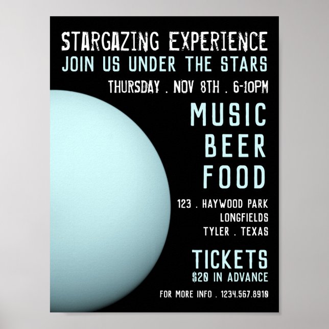 Planet Uranus, Planetarium Eventwerbung Poster (Vorne)