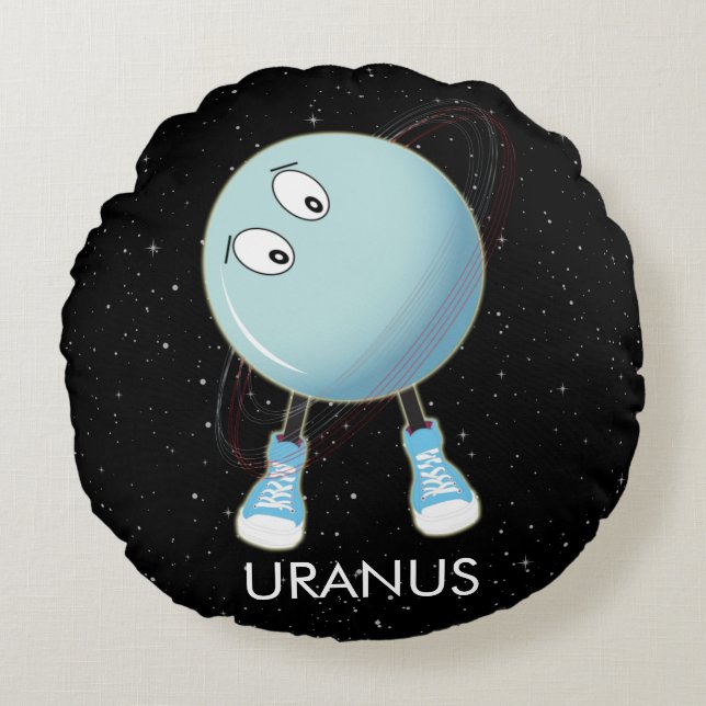 Planet Uranus & Sterne Rundes Kissen (Vorderseite)