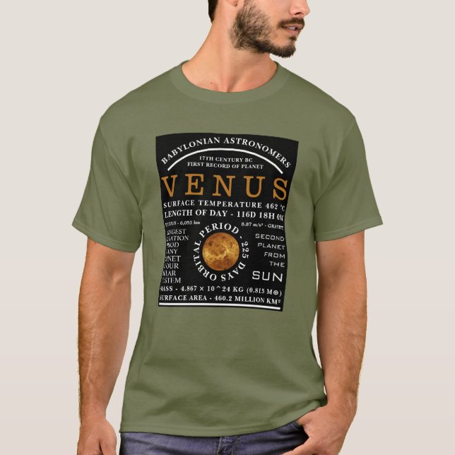 Planet Venus Detaillierte Astronomie T-Shirt (Vorderseite)