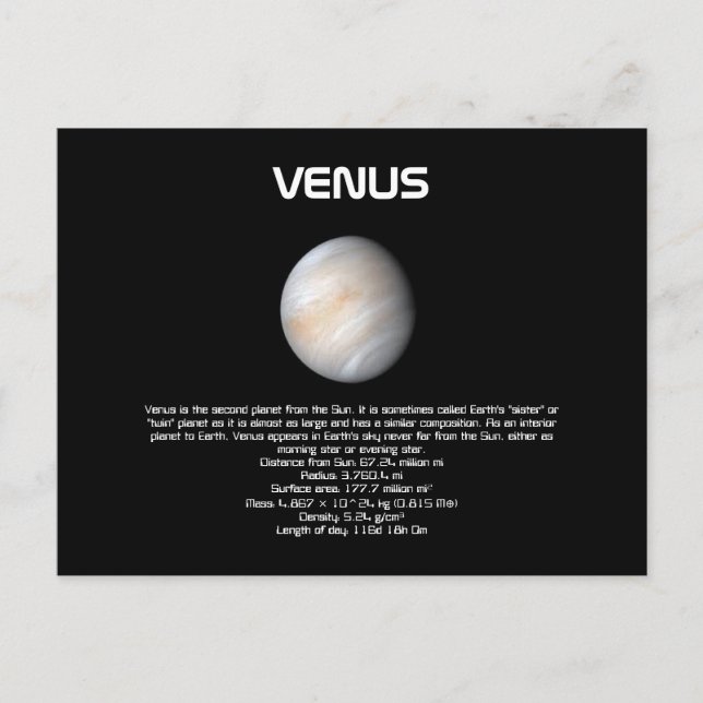 Planet Venus Postcard Postkarte (Vorderseite)