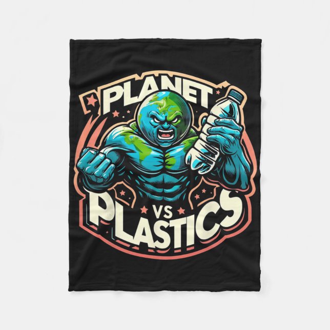 Planet Vs Plastics Earth Day Fleecedecke (Vorderseite)