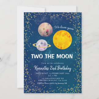 Planet Zwei der Mond 2. Geburtstag Einladung