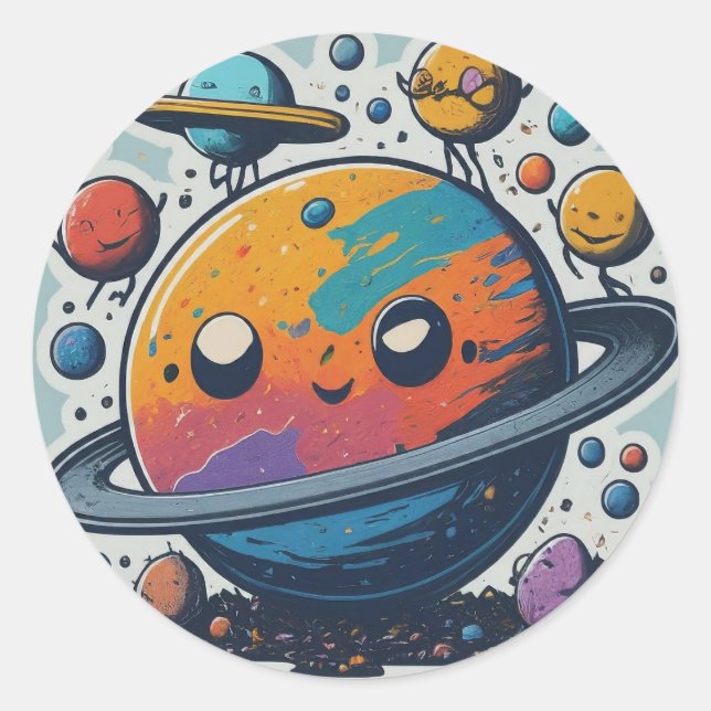 Planetäre Party-Sticker Runder Aufkleber (Vorderseite)