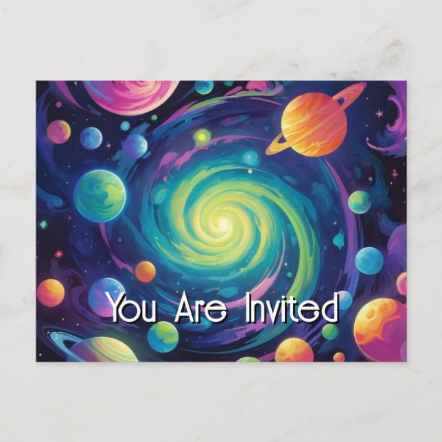 Planetäre Spin Einladung Postkarte (Vorderseite)
