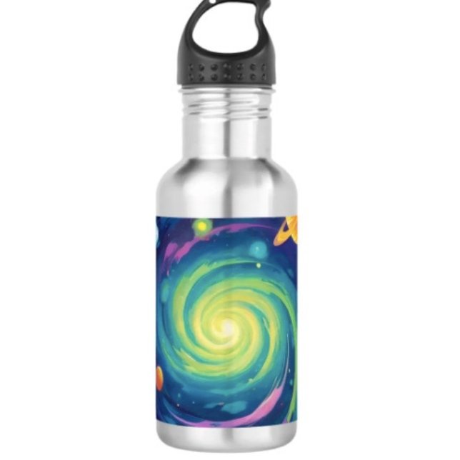Planetarischer Dreh   Edelstahlflasche ( Space Water Bottle – 18 oz 18/8 stainless steel Height: 8.67" Weight: 8.7 oz. )