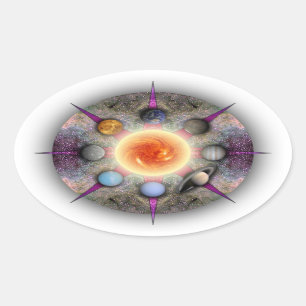 Planetarischer Mandala-Oval-Aufkleber Ovaler Aufkleber