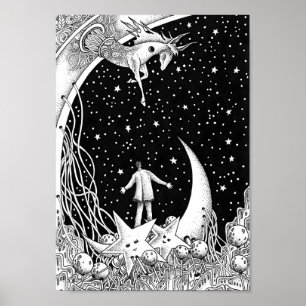 Planetarium leuchtet am Himmel Poster