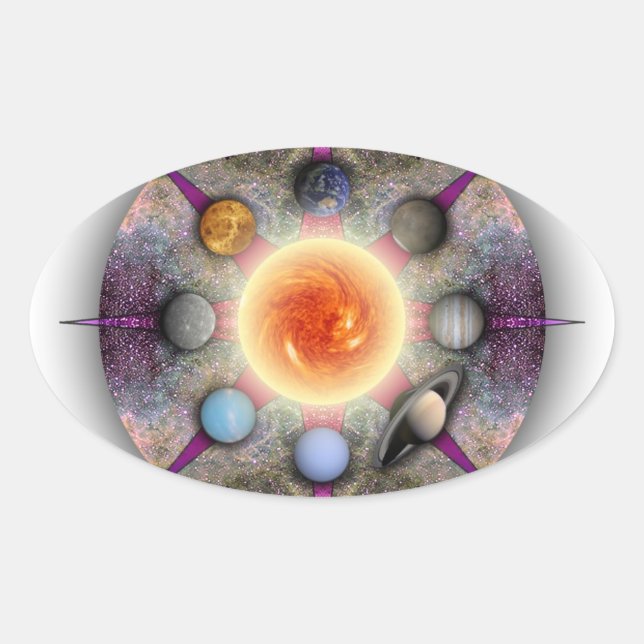 Planetary Mandala Oval Sticker (Vorderseite)