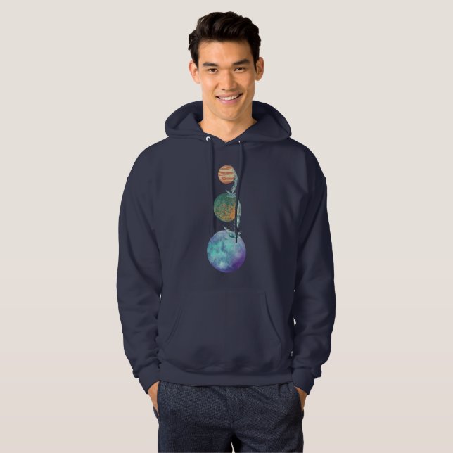 Planeten der Schöpfung mit Wasserkaskaden, die fal Hoodie (Vorne ganz)