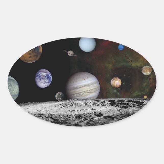 Planeten des Sonnensystems Ovaler Aufkleber (Vorderseite)