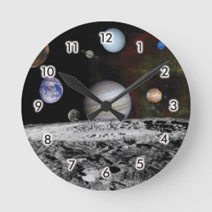 Planeten des Sonnensystems Runde Wanduhr