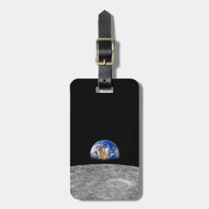 Planeten-Erde, die über Mond steigt Gepäckanhänger