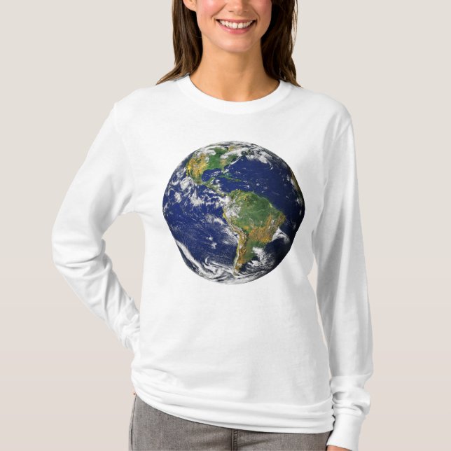 PLANETEN-ERDE von der langen Hülse RAUM Frauen T-Shirt (Vorderseite)