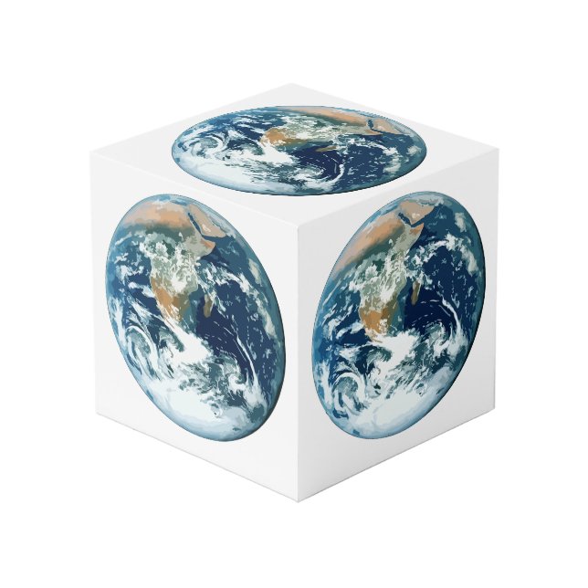Planeten-Erde Würfel (Vorderseite Schrägansicht)