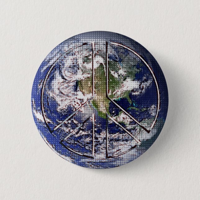 Planeten-Erdfriedenszeichen Button (Vorderseite)