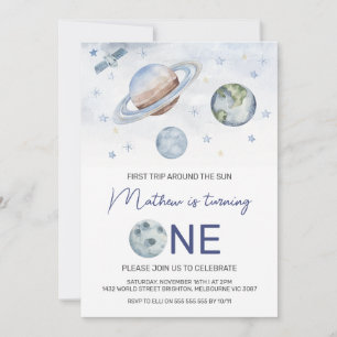 Planeten Erste Reise um die Sonne 1. Geburtstag Einladung