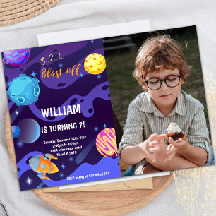 Planeten Geburtstag Einladung mit Foto