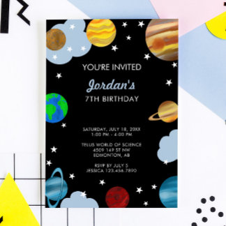 Planeten Geburtstag Weltraumgalaxie Party Einladung