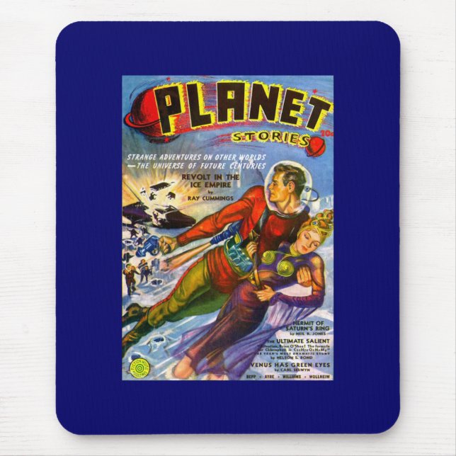 Planeten-Geschichten Vintages Sci FI-Comic Mousepad (Vorne)