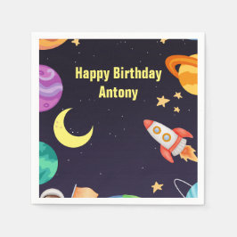 Planeten im Weltraum Blau Serviette